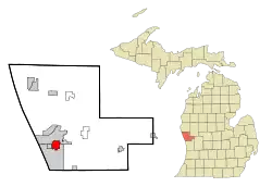 Location in Muskegon County and the state of Michigan