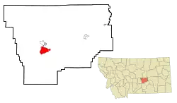 Location in Musselshell County and the state of Montana