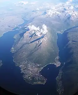 Aerial of Narvik seen from west