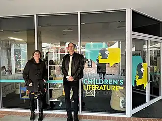 Professors from University of Canberra outside the National Centre for Australian Children's Literature
