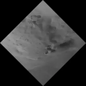 Detail of the northwestern end of the pit within the crater. Image is about 8.8 km wide.