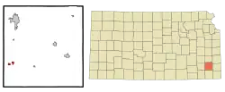 Location within Neosho County and Kansas
