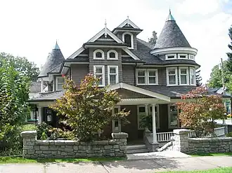 Modern replica of a shingle-style house (c. 2004), opposite Queen's Park, New Westminster, British Columbia
