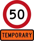Temporary 50&nbsp;km/h speed limit