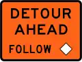 Detour ahead - follow diamond symbol