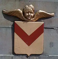 Cherub and shield on Newport Bridge