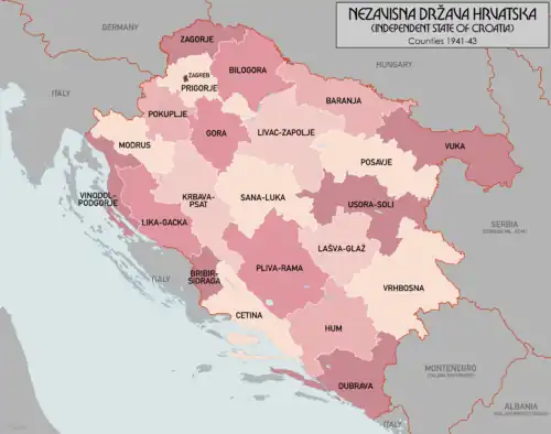 World War II map of Croatia