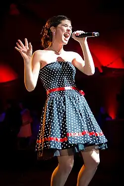 Sara Niemietz singing live at a benefit for the 2010, Life Through Arts Foundation, "Red Party", at the Peterson Automotive Museum in Los Angeles