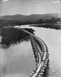 Nihotupu Dam tramway passing over Big Muddy Creek in 1920
