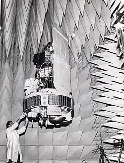 Nimbus B undergoes testing in an echo-free chamber.