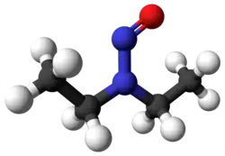 Ball-and-stick model of nitrosodiethylamine