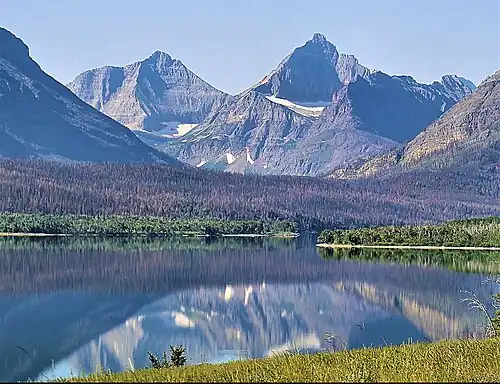 Norris Mountain (left) and Split Mountain (right) from Saint Mary Lake