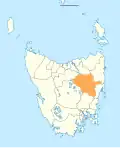 Map showing Northern Midlands LGA in Tasmania