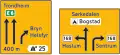 Lane orientation board[N 6] Shows number of lanes towards an intersection, and which directions or destinations each of them are intended for.