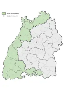 Map of the regions served by the OLG Karlsruhe