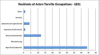 Graph to show a range of occupations within the area of Acton Turville in 1831