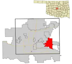 Location in Oklahoma County and the state of Oklahoma