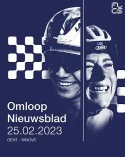 Previous winners Wout van Aert and Annemiek van Vleuten portrayed on the event poster