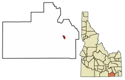 Location of Malad City in Oneida County, Idaho.