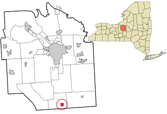 Location in Onondaga County and the state of New York.