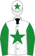 White, green star and sleeves, star on cap