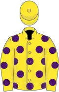 Yellow, purple spots, yellow cap