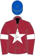 Maroon, white star and armlets, blue cap