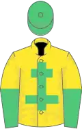 Yellow, Emerald Green Cross of Lorraine, halved sleeves, Emerald Green cap
