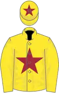 YELLOW, maroon star, maroon star on cap
