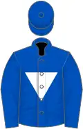 Royal blue, inverted white triangle