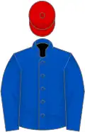 Royal blue, red cap