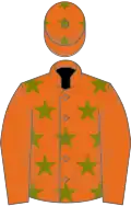 Orange, Olive Green stars, Orange sleeves