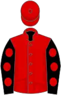 Red, black sleeves, red spots