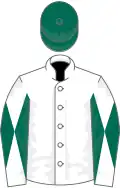 White, white and dark green diabolo on sleeves, dark green cap