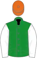 Green, white sleeves, orange cap