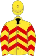 Yellow, red chevrons, yellow cap