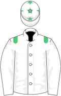 White, emerald green epaulettes, emerald green stars on cap