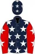 Dark blue, white stars, red sleeves, white stars