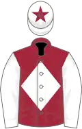 Maroon, white diamond and sleeves, white cap, maroon star