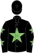 Black, light green star, black sleeves, light green stars