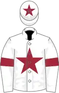White, maroon star, armlets and star on cap