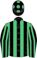 BLACK and EMERALD GREEN STRIPES, black cap, emerald green spots