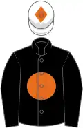Black, orange disc, white cap, orange diamond