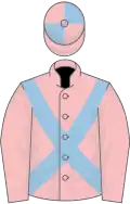 Pink, light blue cross sashes, quartered cap