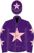 Purple, pink star, pink stars on sleeves, pink star on cap
