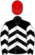 Black and white chevrons, red cap