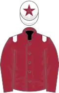 Maroon, white epaulets, white cap, maroon star