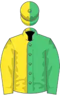 Emerald green and yellow (halved)