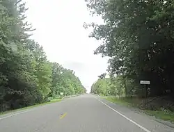 PA 879 westbound passing around the south side of the village