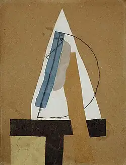 Pablo Picasso, Head (Tête), 1913–14, cut and pasted colored paper, gouache and charcoal on paperboard, 43.5 × 33 cm, Scottish National Gallery of Modern Art, Edinburgh